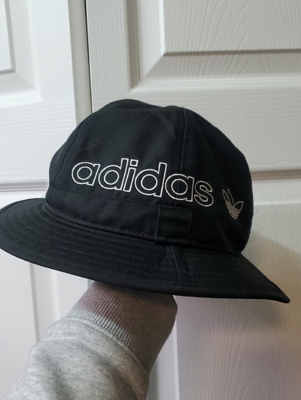 adidas Black Bucket Hat with White Embroidered Logo